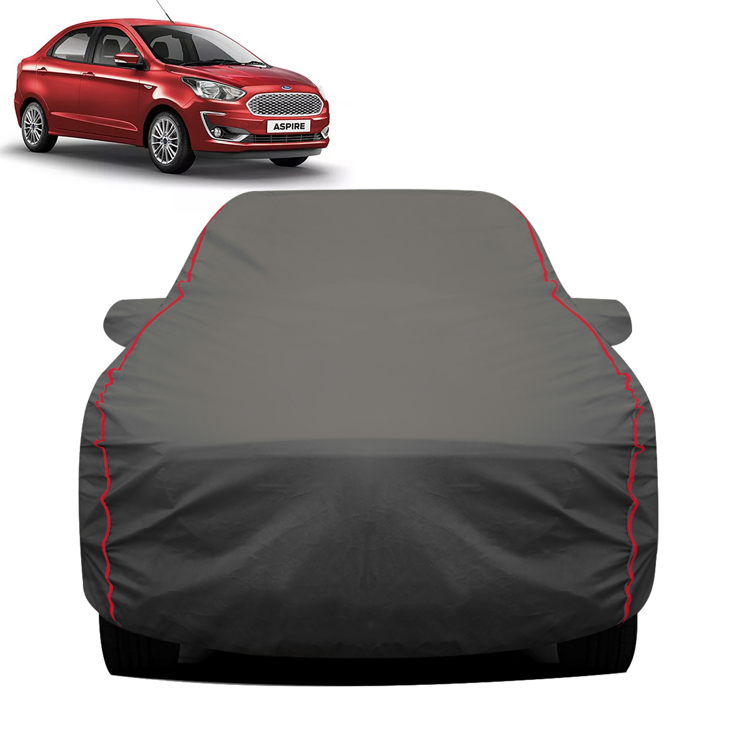 Carzex 2X2 Heavy Duty Red Border Car Body Cover for ford Figo Aspire
